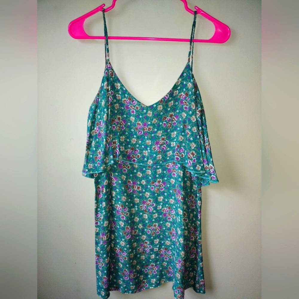 NEW Blu Moon Chiffon Layered Low-Cut Back Spaghetti Strap Blouse